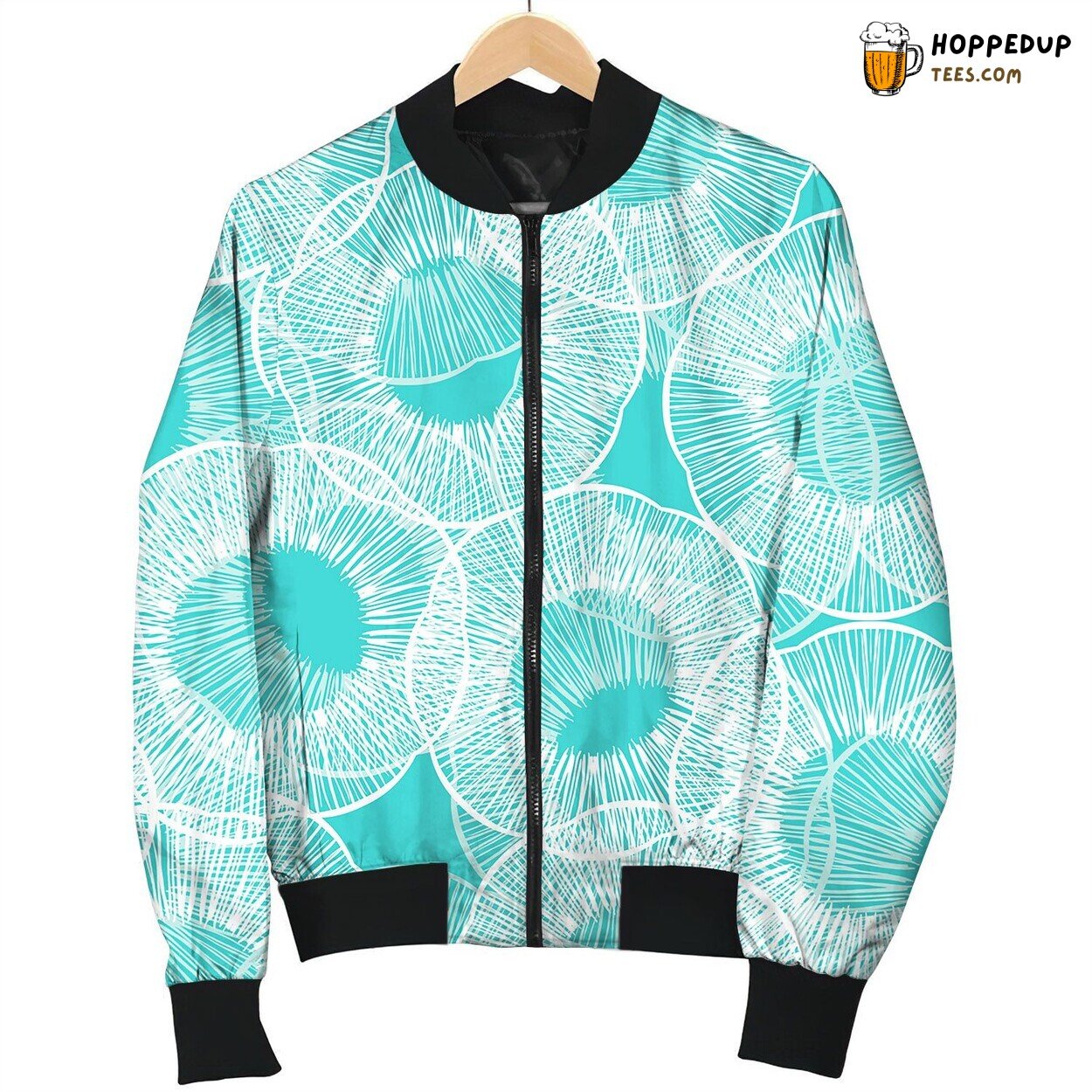Pattern With Stylized Flowers In Thin Lines Bomber Jacket