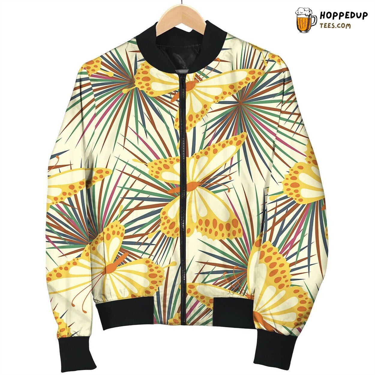 Pattern With Tropical Butterflies Bomber Jacket