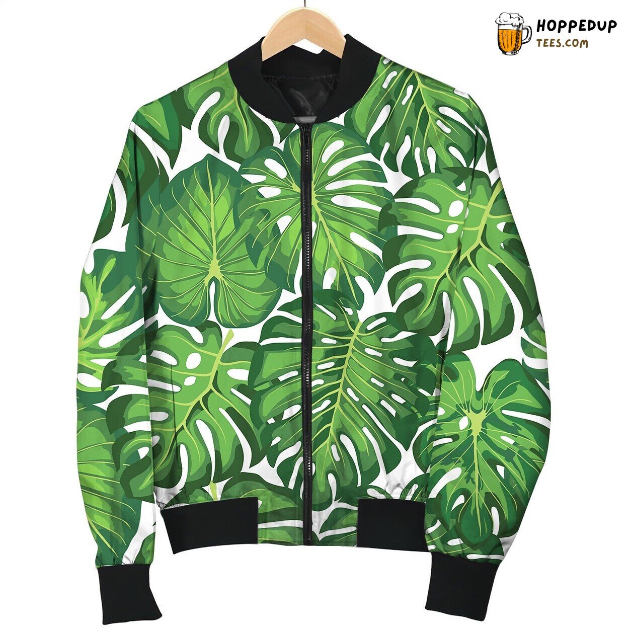 Pattern With Tropical Leaves Bomber Jacket