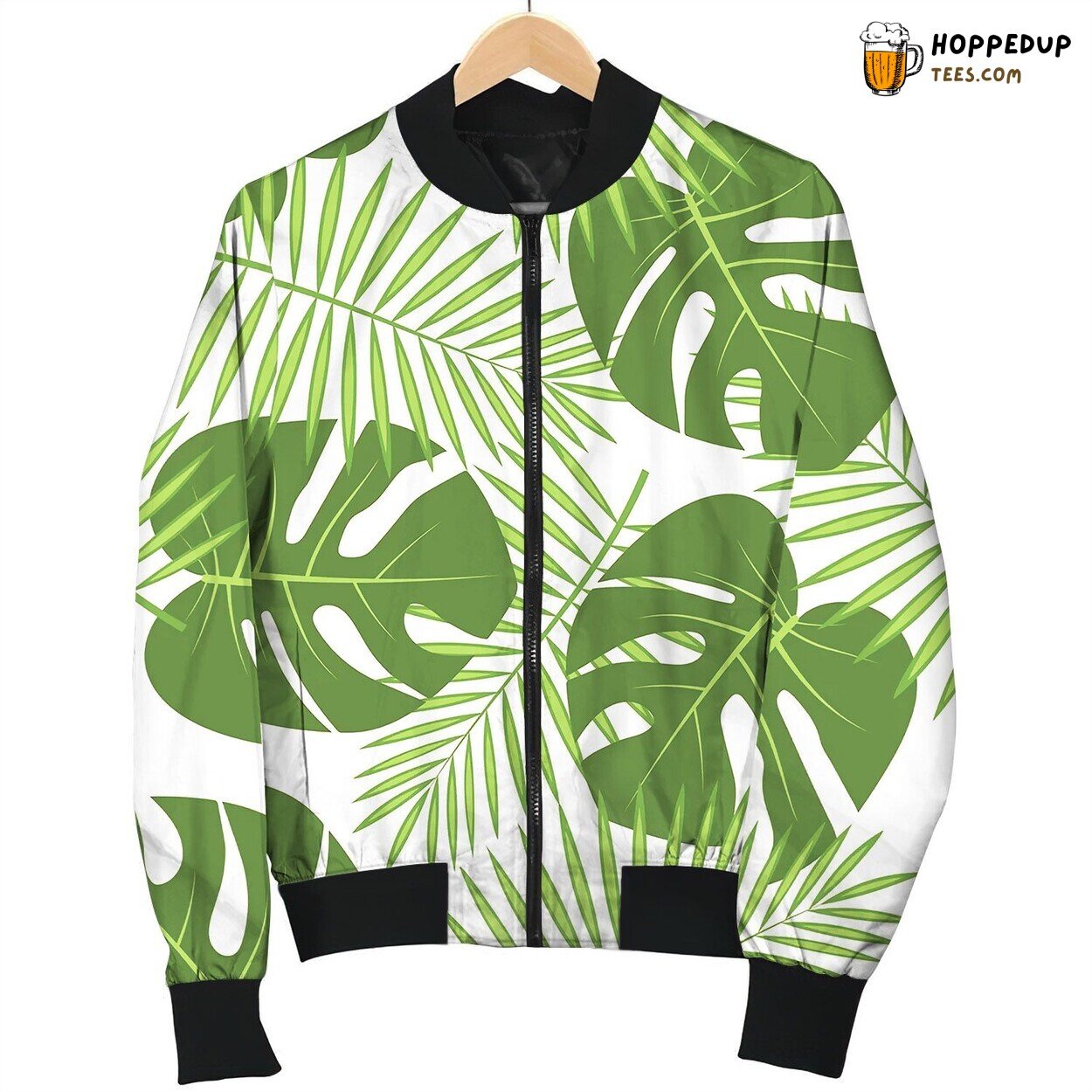 Pattern With Tropical Leaves Love Bomber Jacket