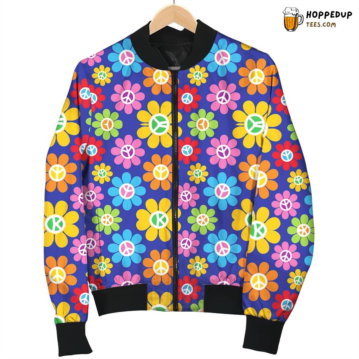 Peace Color Flowers Bomber Jacket