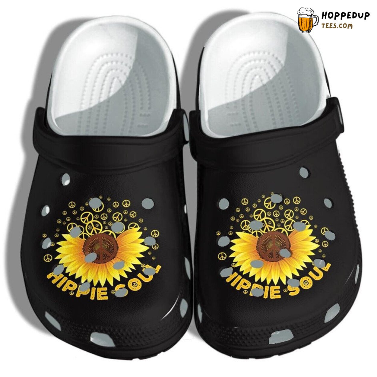 Peace Hippie Soul Sunflower Patterned Clogs Comfort Footwear Female Gift Idea