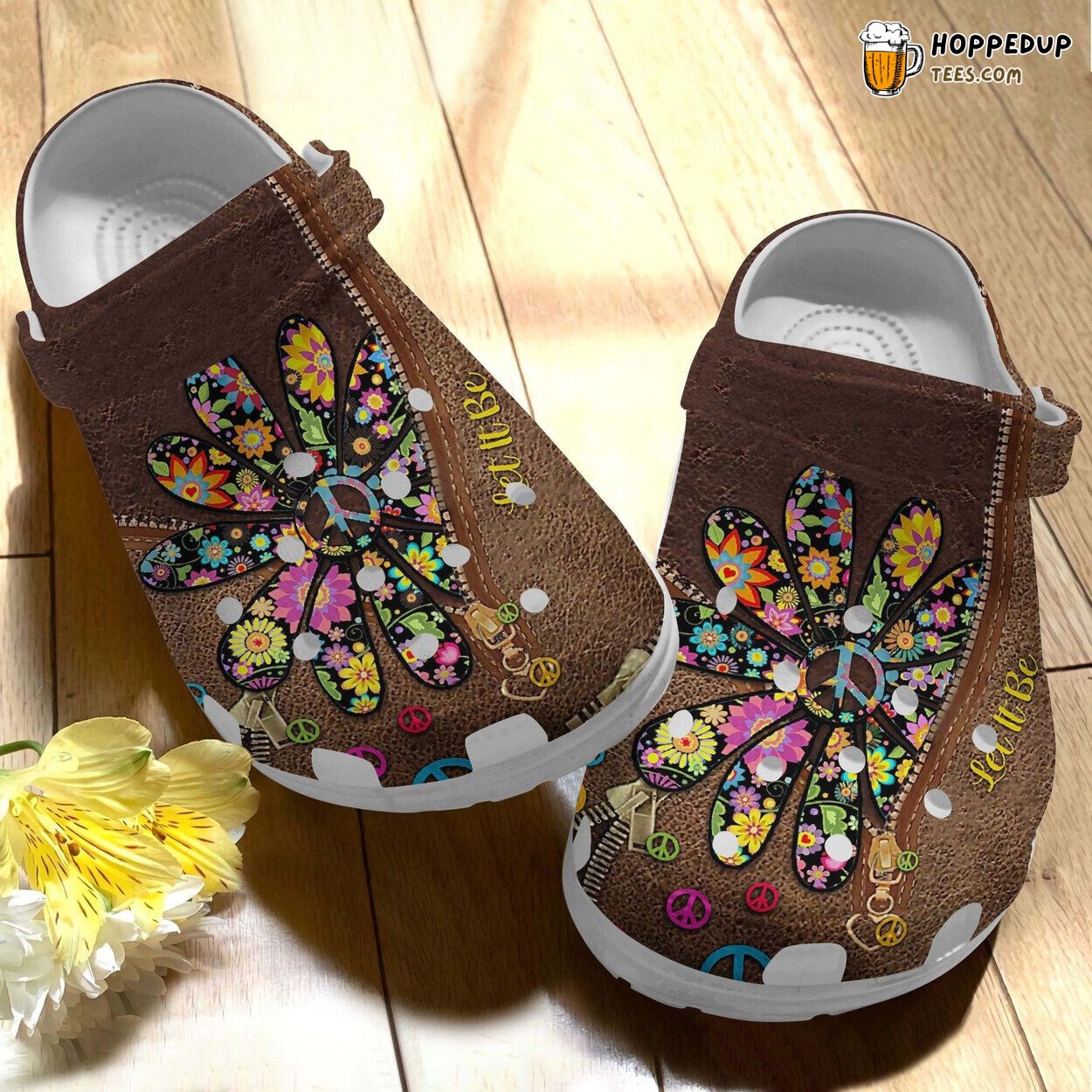 Peace Hippie Sunflower Shoes Let It Be Theme Crocbland Clogs Children