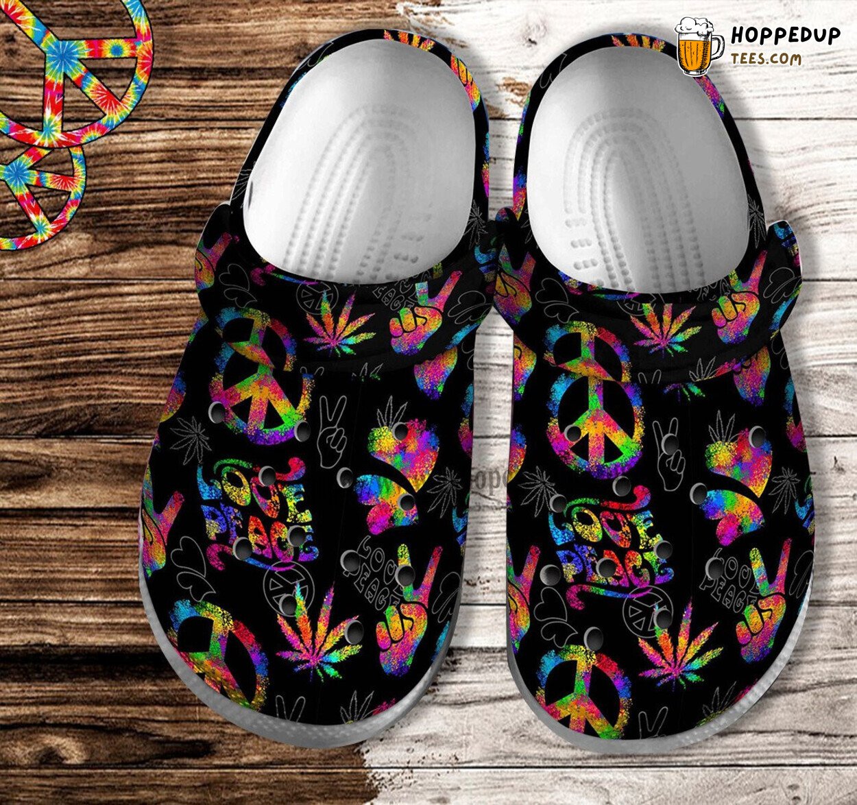 Peace Hippie Weed Funny Croc Shoes Men Women Rainbow Good Vibes