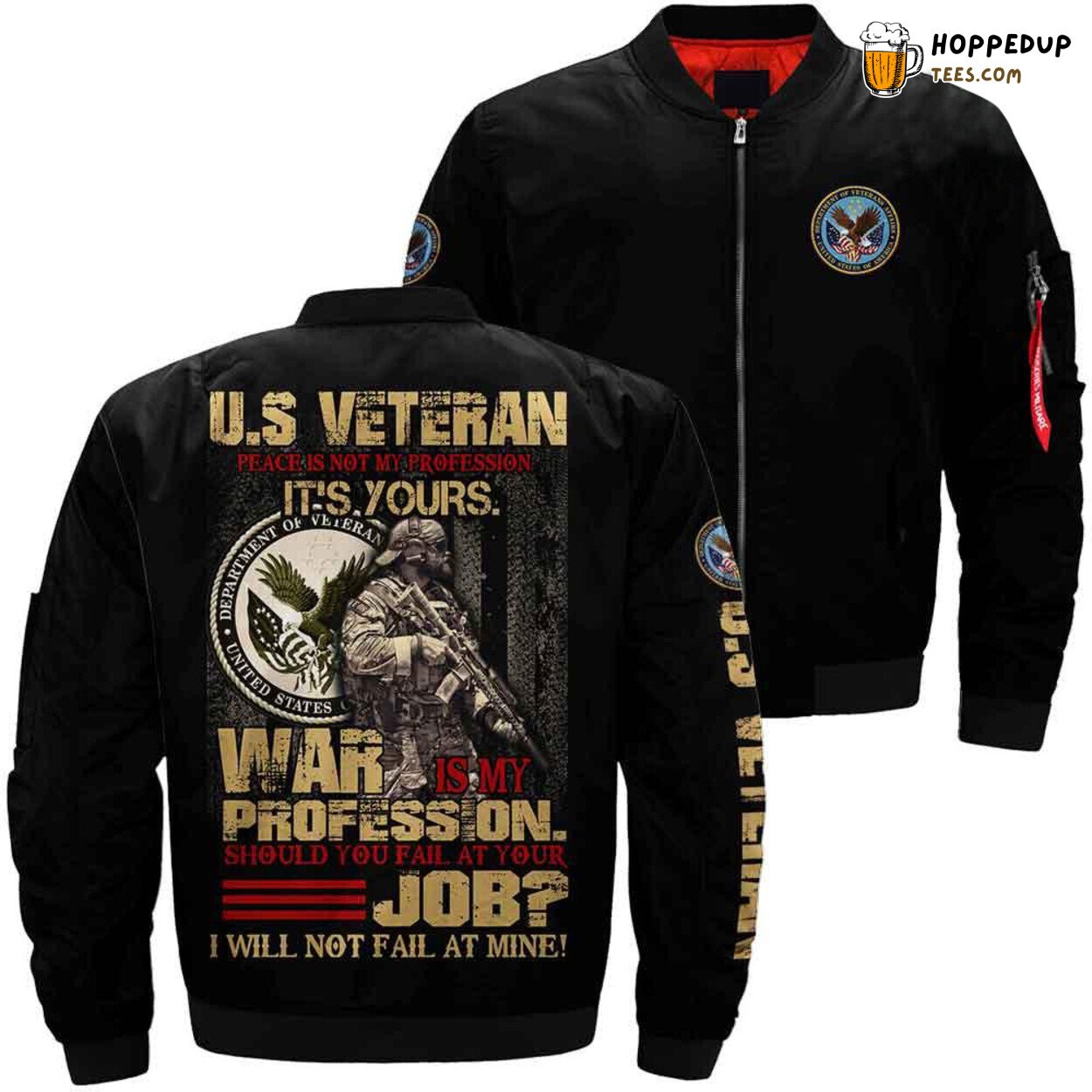 Peace Isn’t Profession Proud US Veteran Unique Print Bomber Jacket