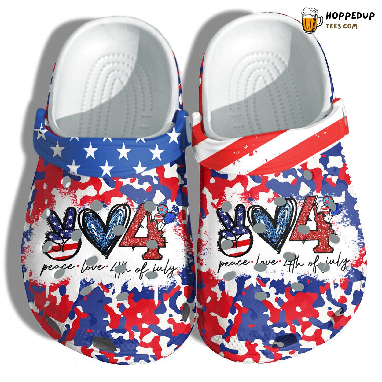 Peace Love 4Th July Shoes Women Heart Tie Dye Clogs