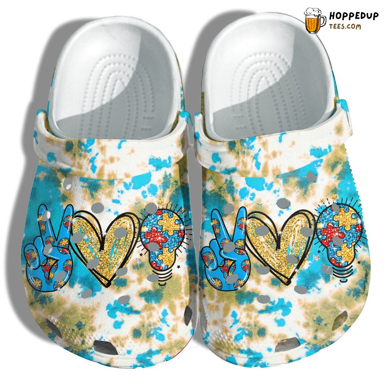 Peace Love Light Autism Puzzle Shoes Awareness Be Kind Blue Gift