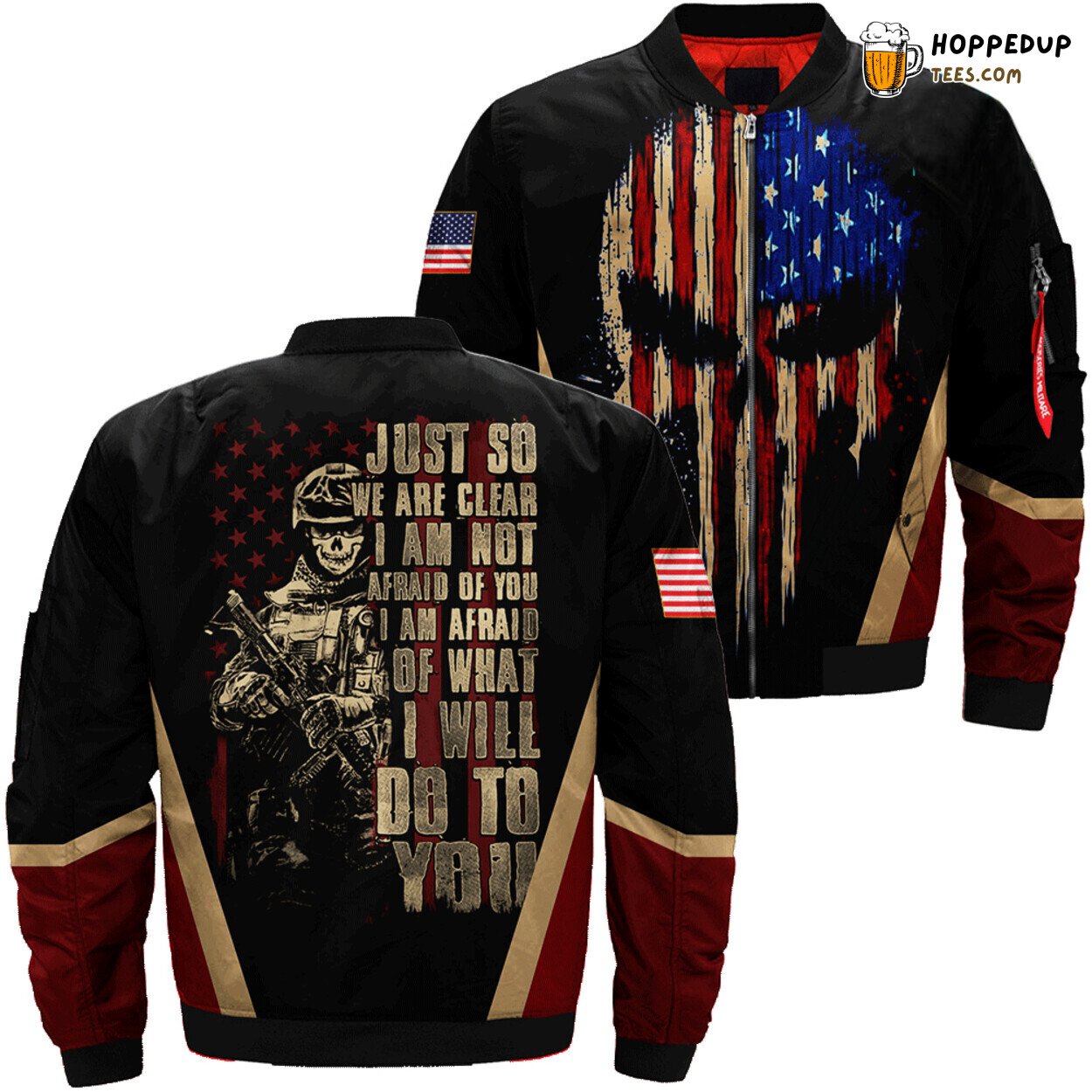 Peace Not Profession US Veteran Over Print Bomber Jacket Veterans