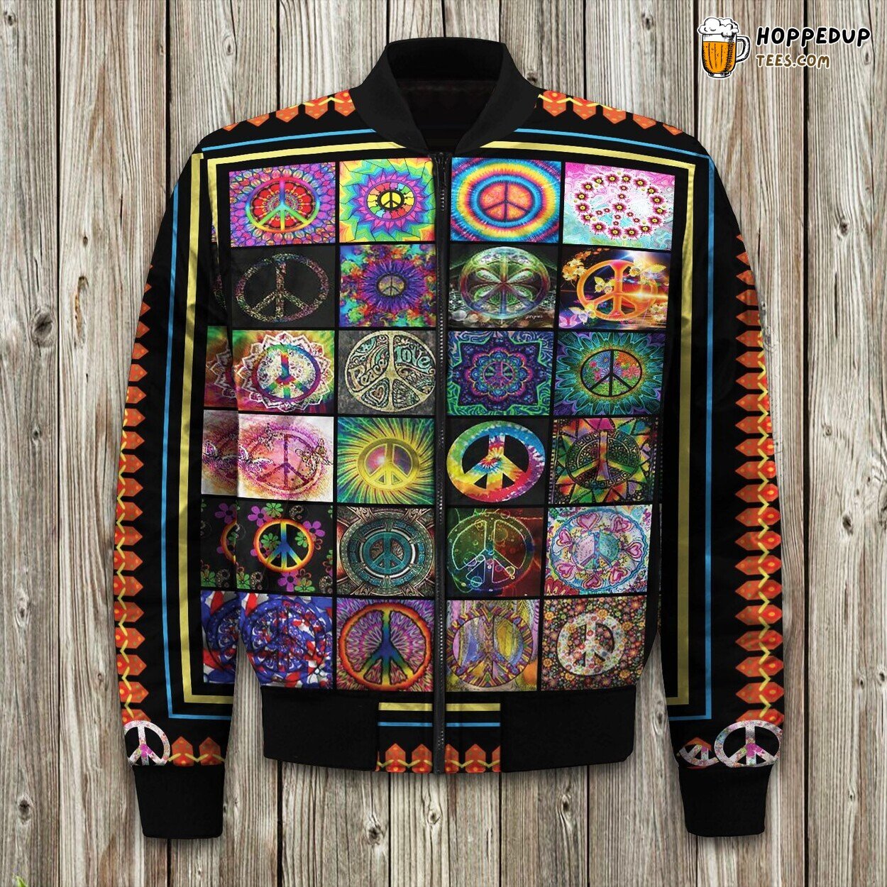 Peace Sign Hippie Bomber Jacket