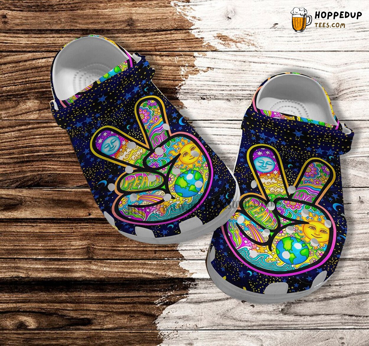 Peace Weed Earth Sun Moon Brother Sister Funny Croc Shoes