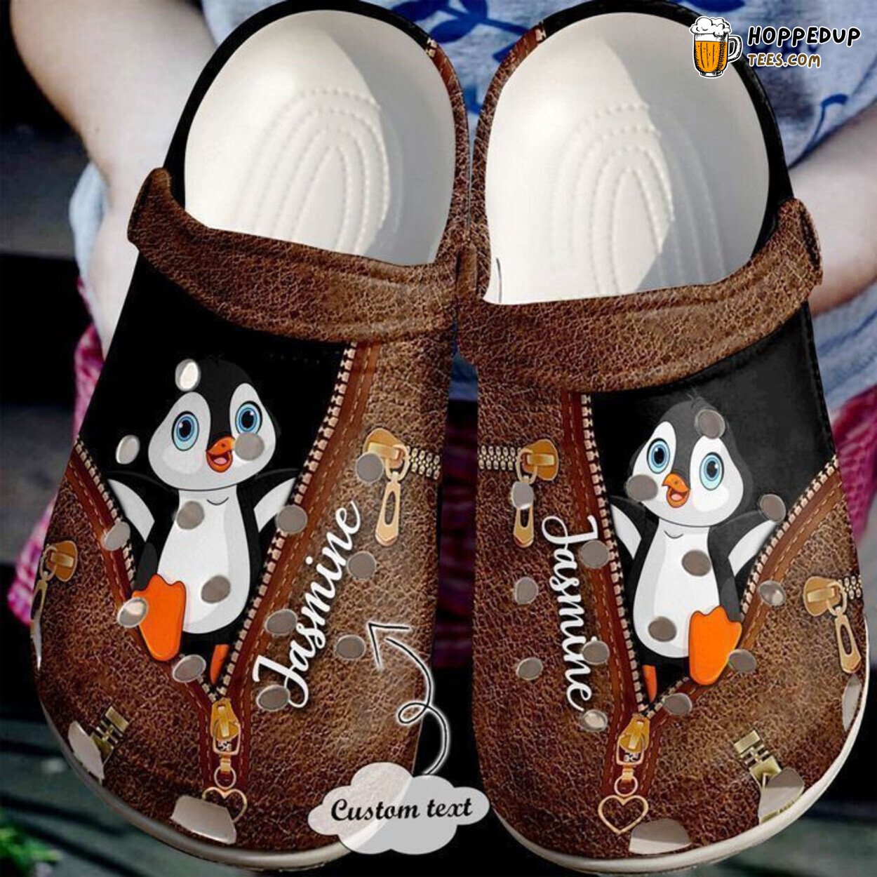 Penguin Personalized Zipper Themed Classic Comfortable Unique Clogs