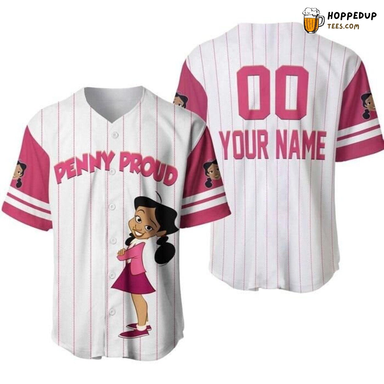 Penny Proud Family White Pink Disney Graphic Baseball Jersey Pride