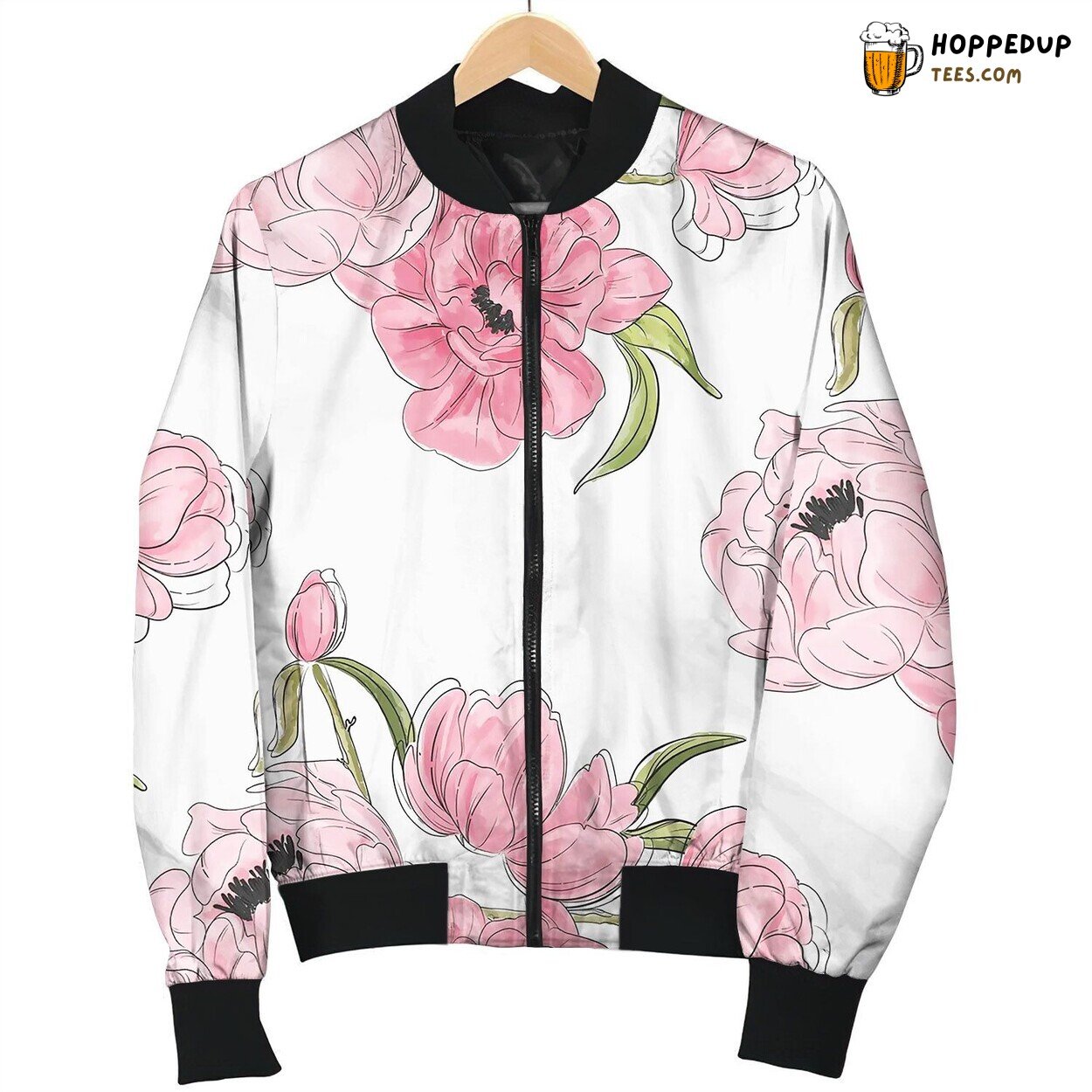 Peony Flowers Botanical Pattern Vintage Nature Bomber Jacket