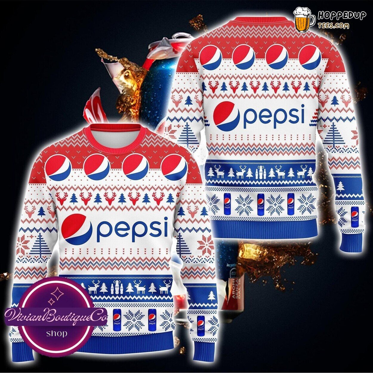 Pepsi Branded Women’s Ugly Christmas Sweater Festive Season Novelty Gift