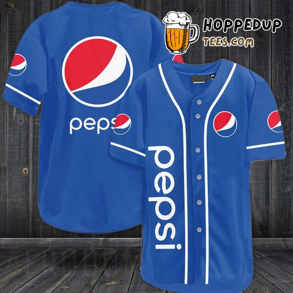 Pepsi Inspired Blue Design Baseball Jersey Unique Distinctive Edition Look