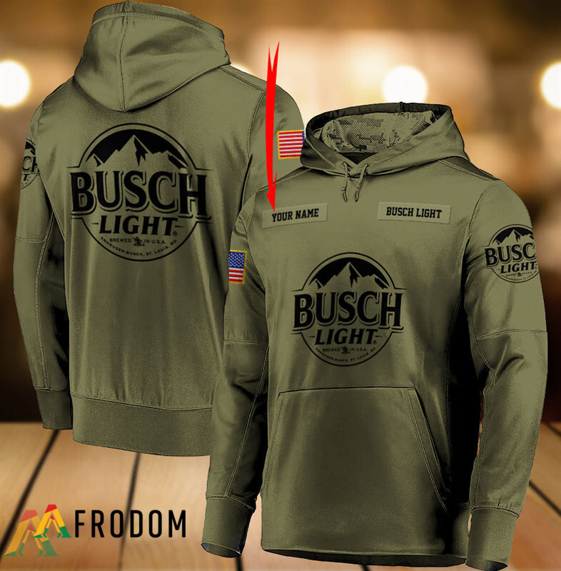 Personal Busch Light Hoodie Military Green and Zip Option HU