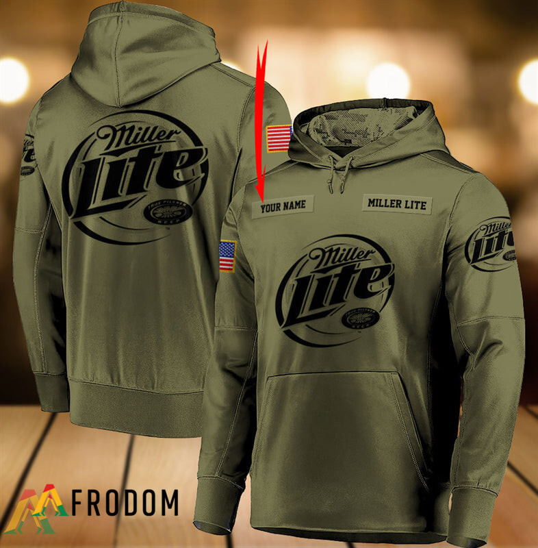 Personal Miller Lite Hoodie Military Green Zip Option Included HU
