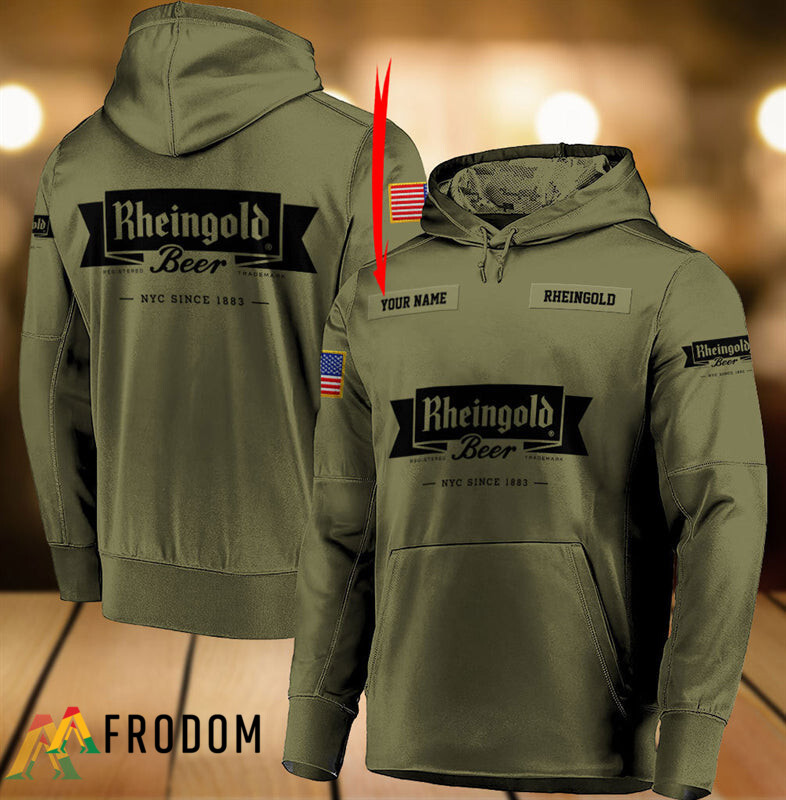 Personal Rheingold Brewery Hoodie Military Green with Zip HU