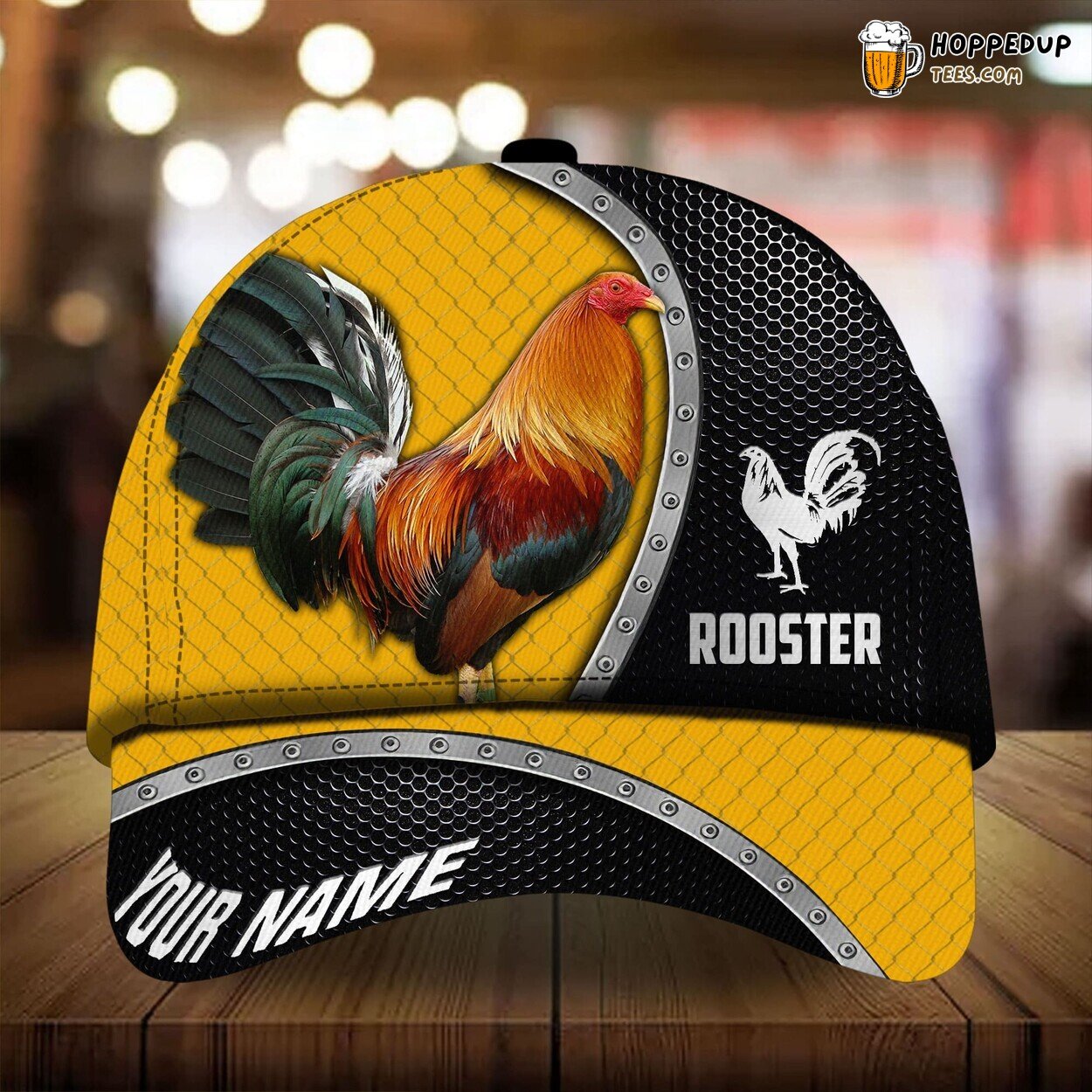 Personalized 3D Cap Rooster Lover Metal Curve Rooster Chicken Hat