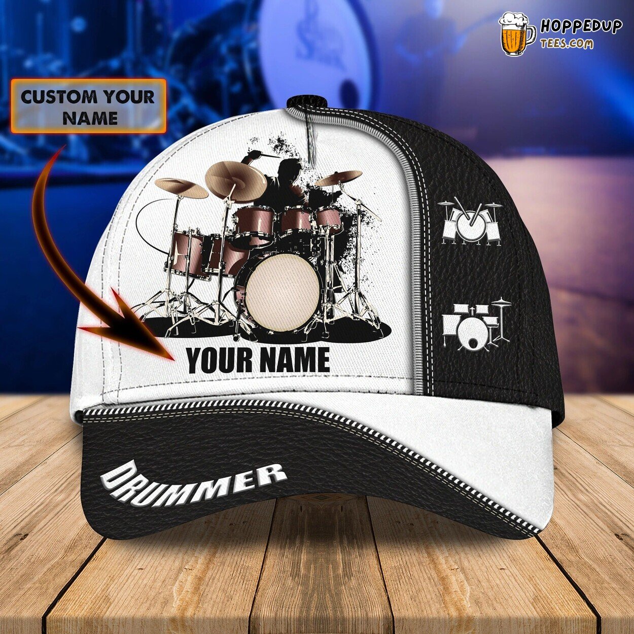 Personalized 3D Drum Cap Husband Drummer Gift Boy Design Unique Hat Choice Personalized 3D Drum Cap Husband Drummer Gift Boy Design Unique Hat Choice