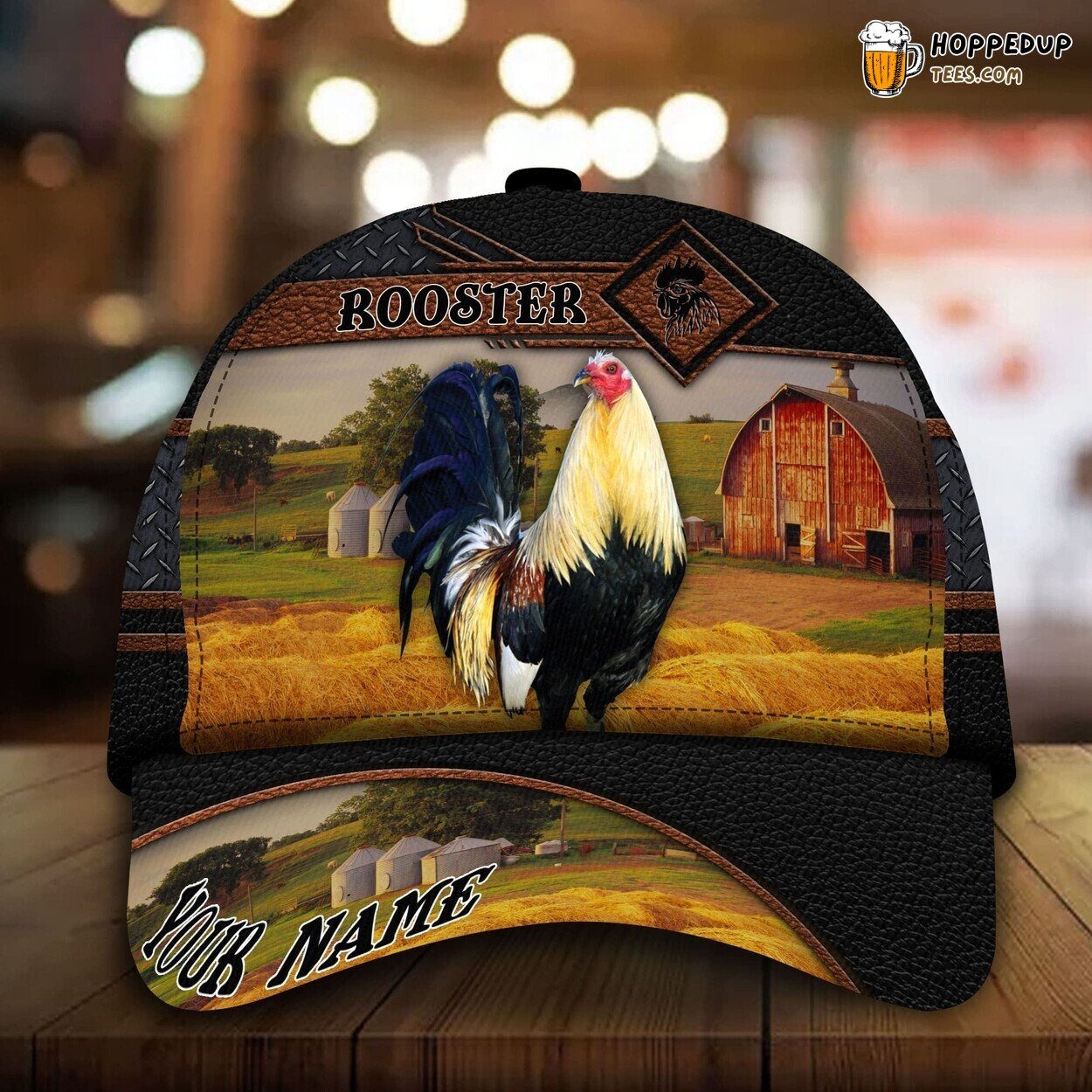 Personalized 3D Print Rooster Cap Premium Leather Chicken Enthusiast Design Personalized 3D Print Rooster Cap Premium Leather Chicken Enthusiast Design