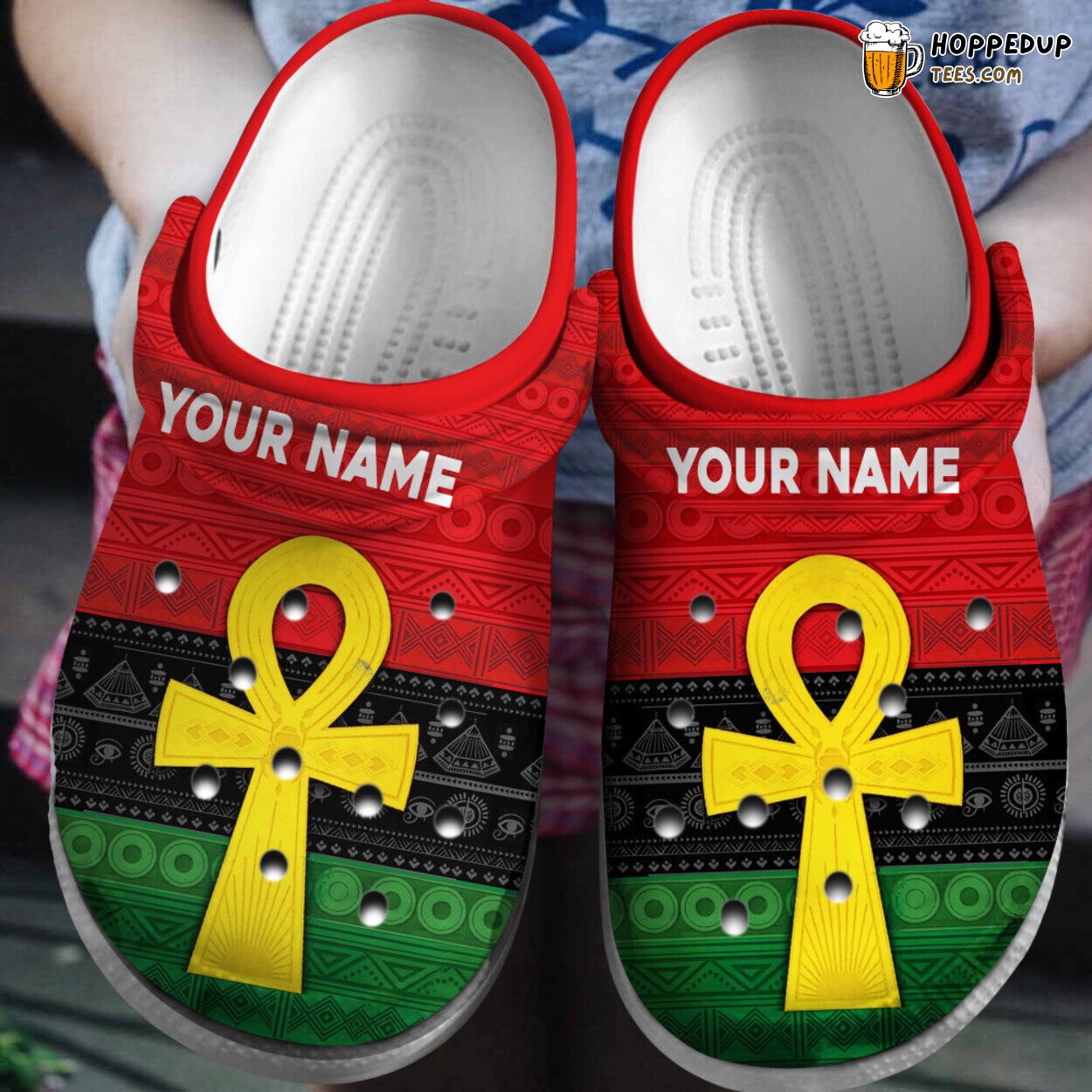 Personalized African Ankh Black Classic Comfortable Clogs Shoes