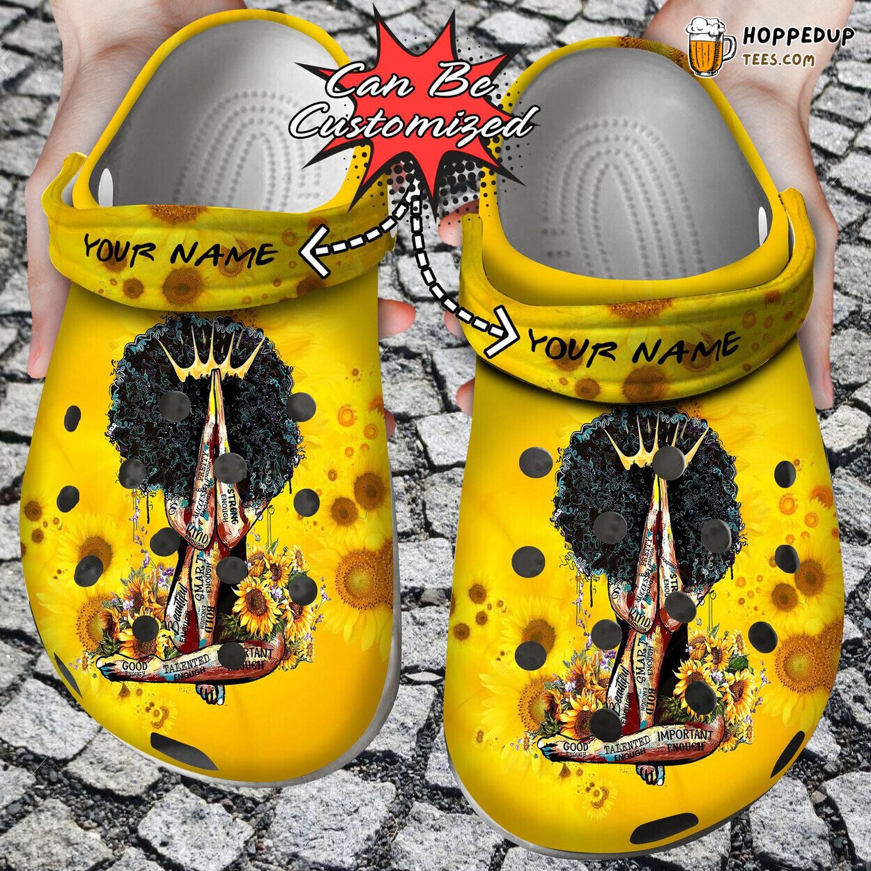 Personalized Afro Black Girl Praying Sunflower Custom Clogs Footwear