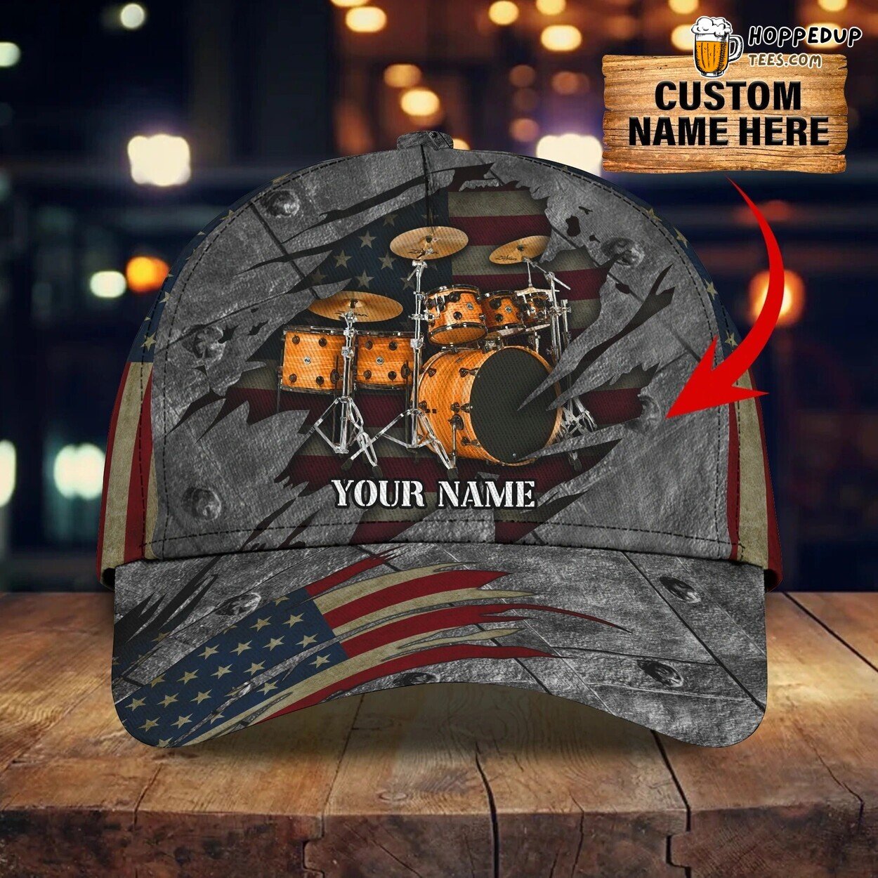 Personalized American Drummer Cap 3D Print USA Flag Gift Drum Lover Hat