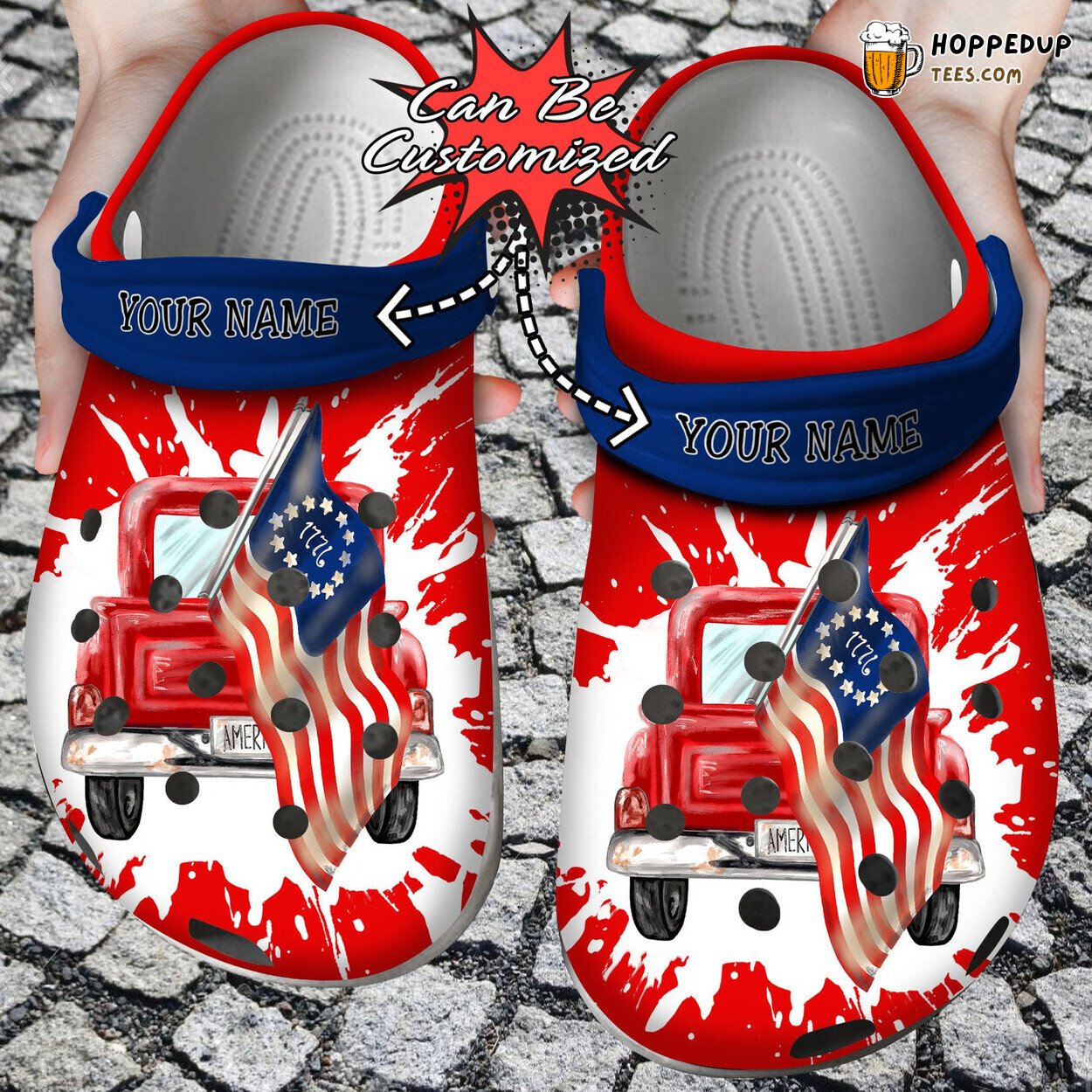 Personalized American Flag Truck Custom Comfortable Clog Shoes