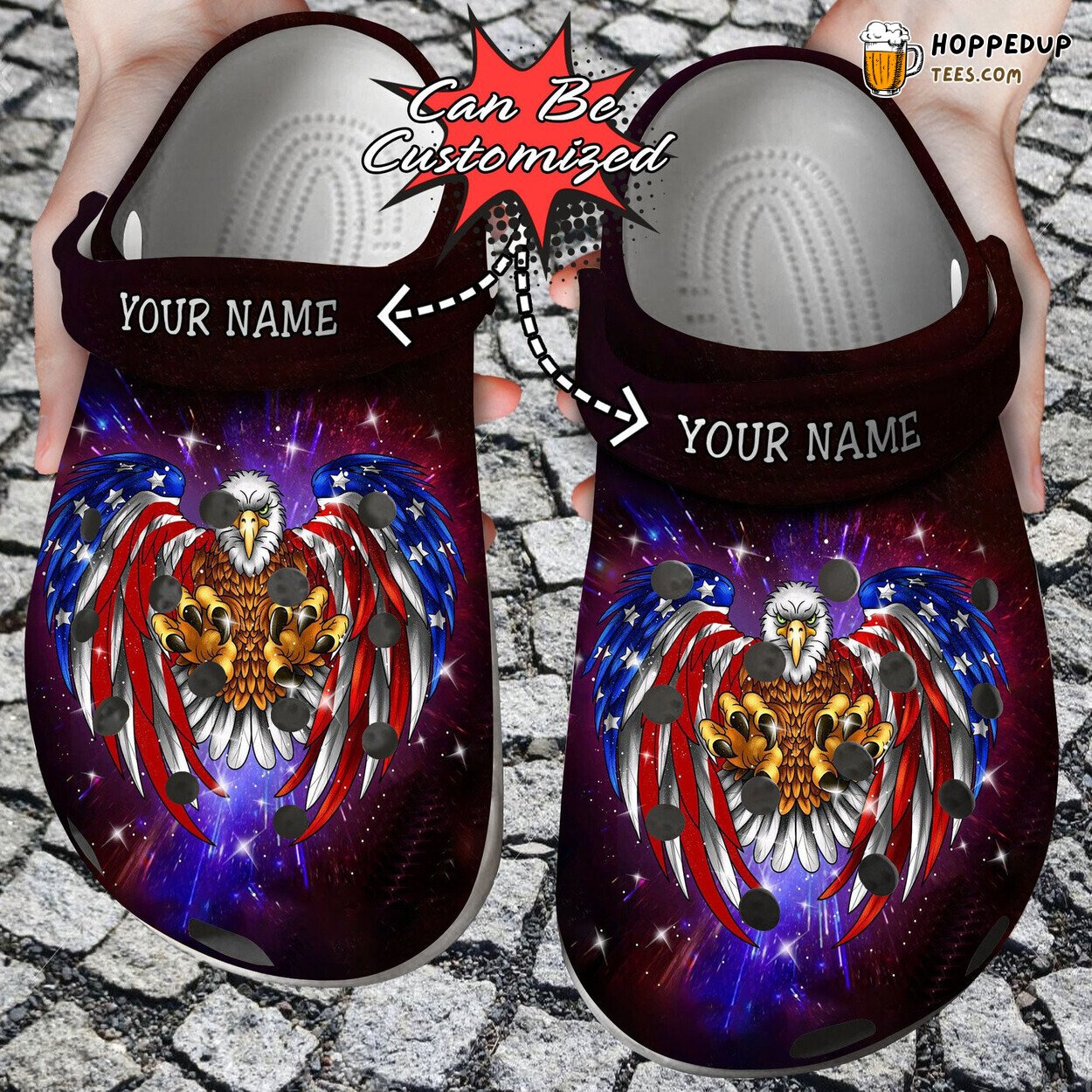 Personalized American Patriotic Eagle Theme Custom Comfortable Clog Shoes