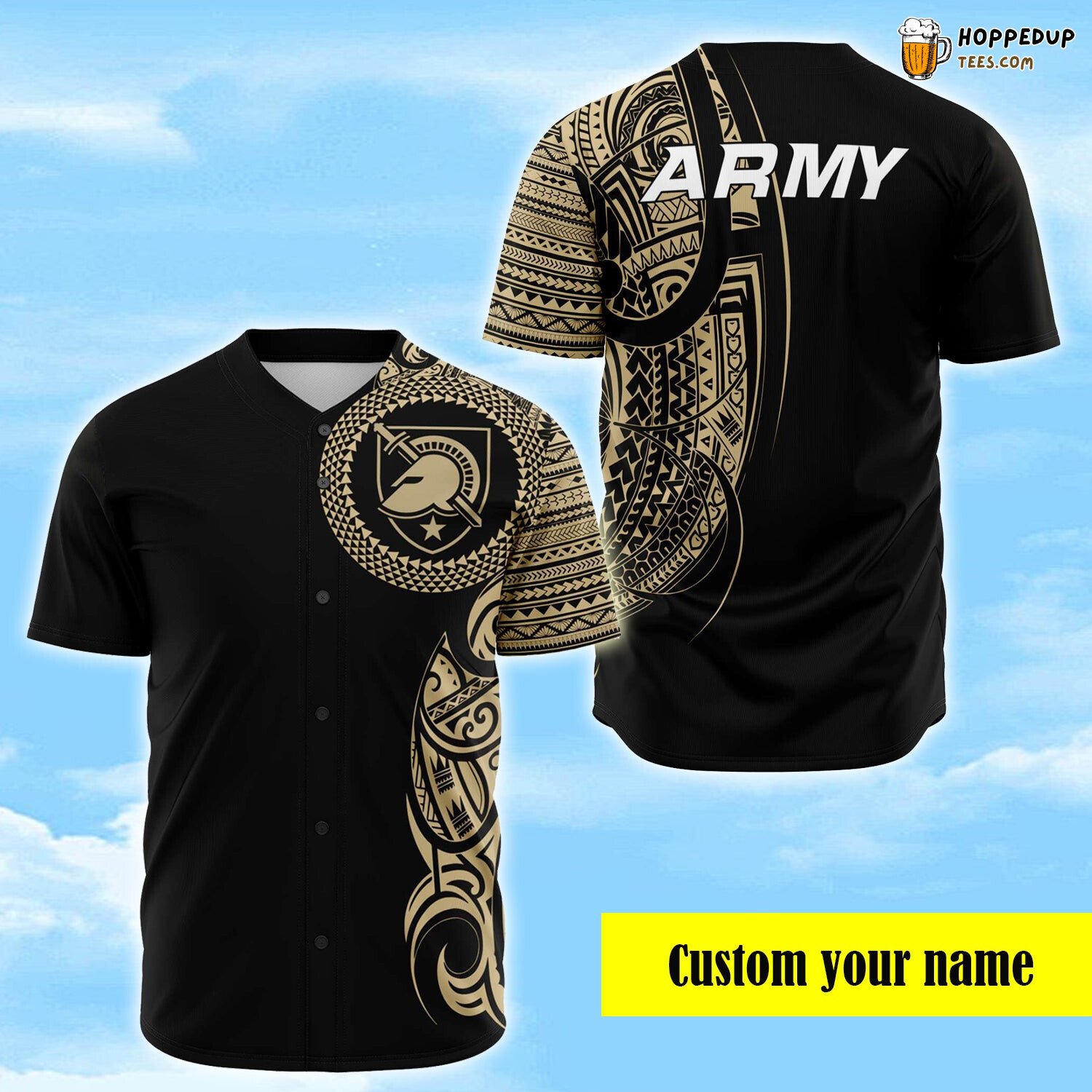 Personalized Army Black Knights Polynesian Baseball Tee Jersey Shirts 3D