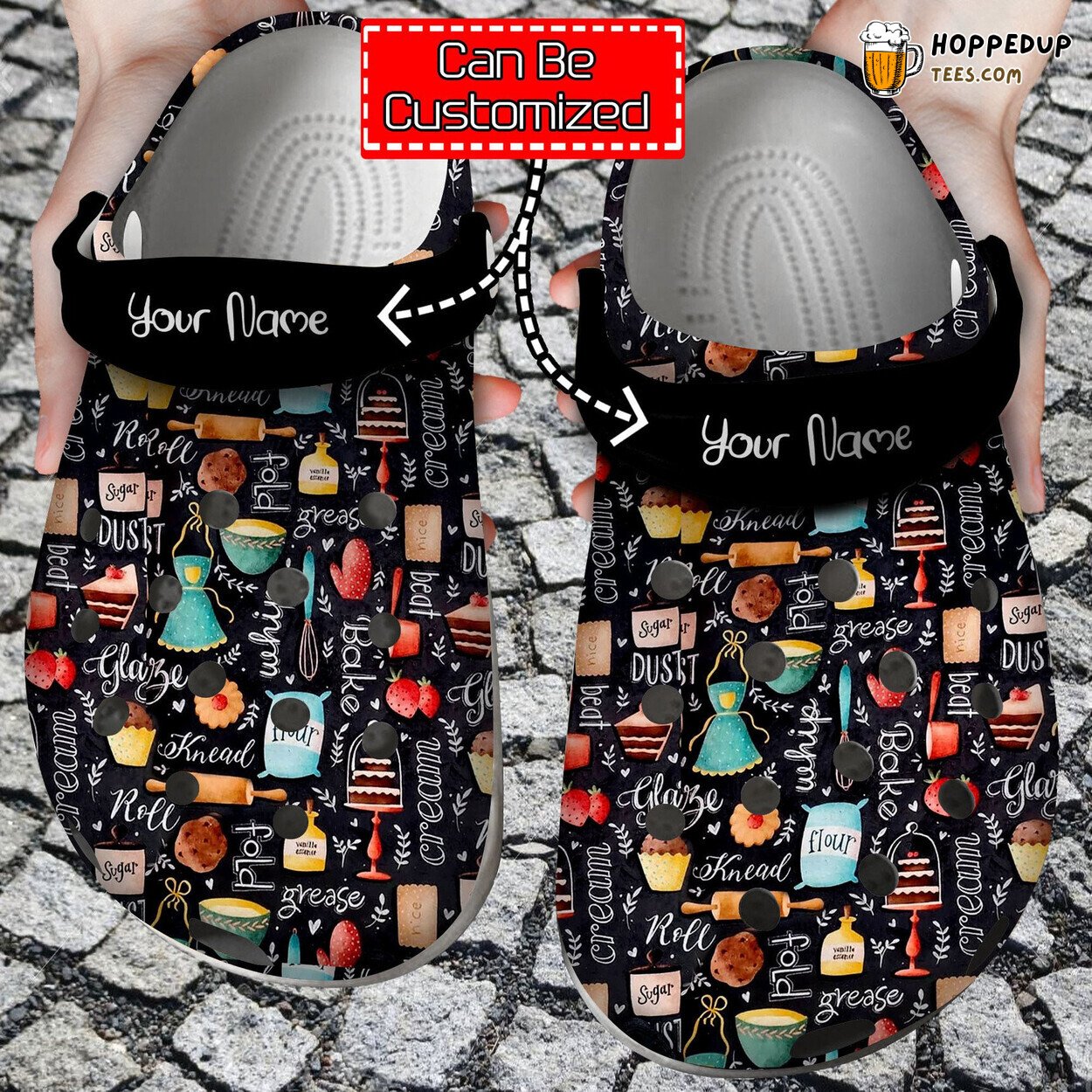 Personalized Baking Pattern Theme Comfortable Clogs Culinary Inspired Shoes