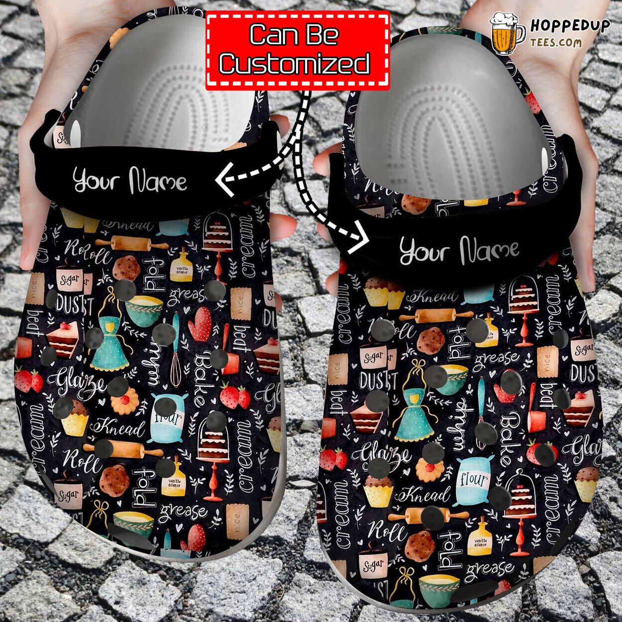 Personalized Baking Pattern Themed Comfortable Stylish Unique Clogs