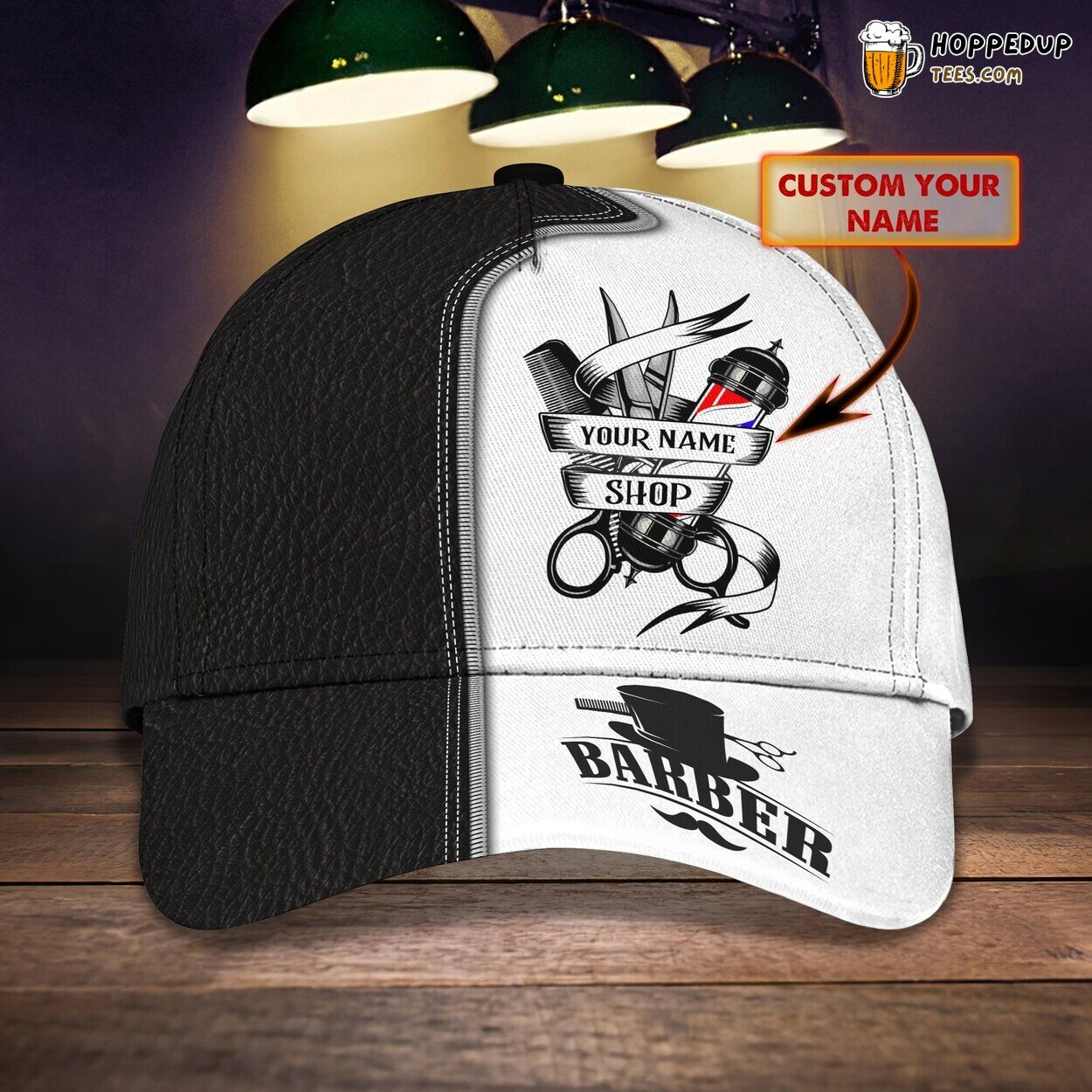 Personalized Barber Shop Theme Classic Cap 3D Unique Custom Name Style Personalized Barber Shop Theme Classic Cap 3D Unique Custom Name Style