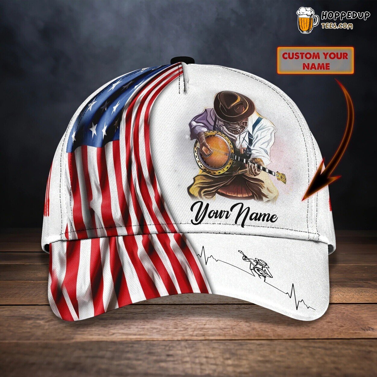 Personalized Baseball Cap Playing Guitar Husband Guitarist 3D Print Hat