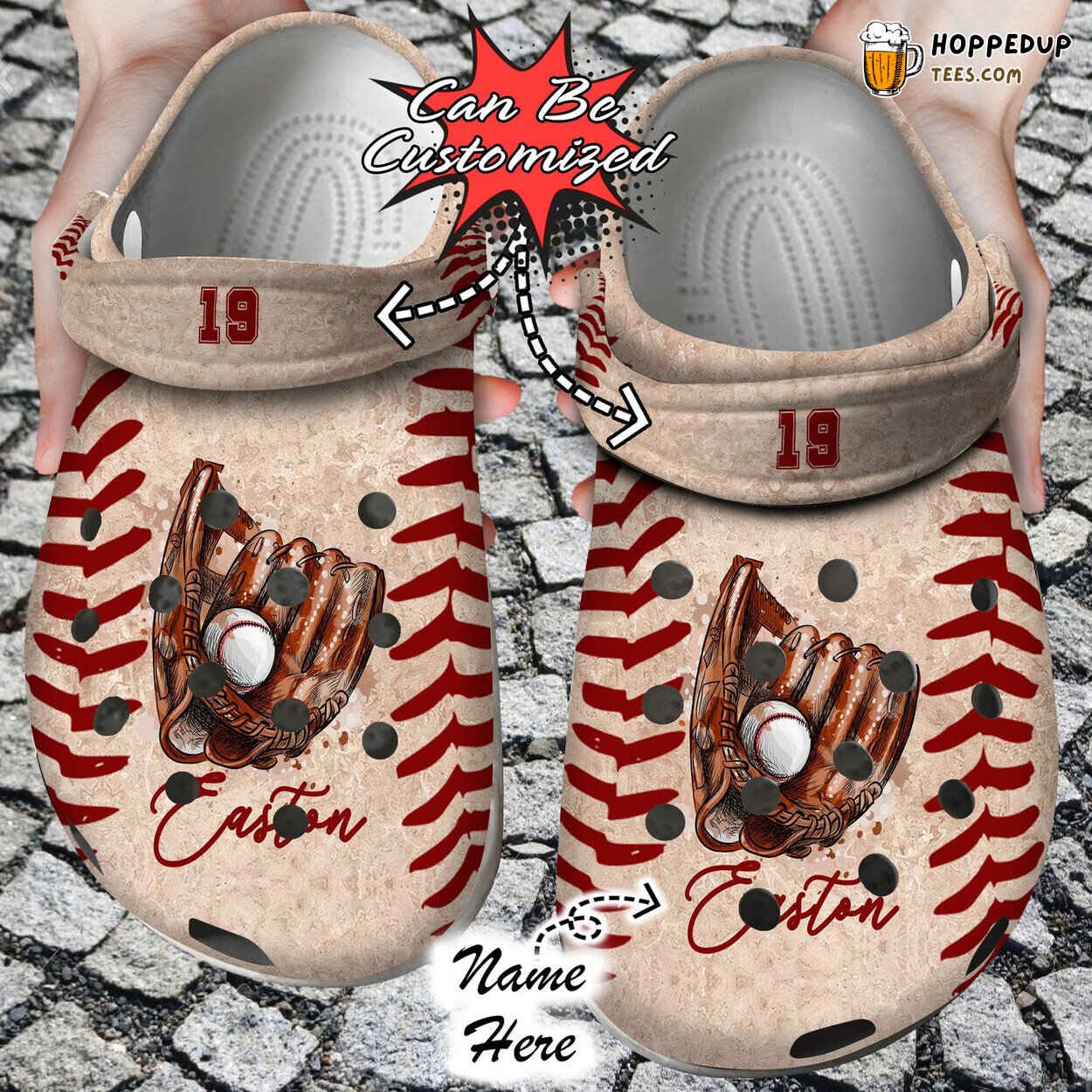 Personalized Baseball Glove Ball Theme Comfortable Clogs Sports Shoes