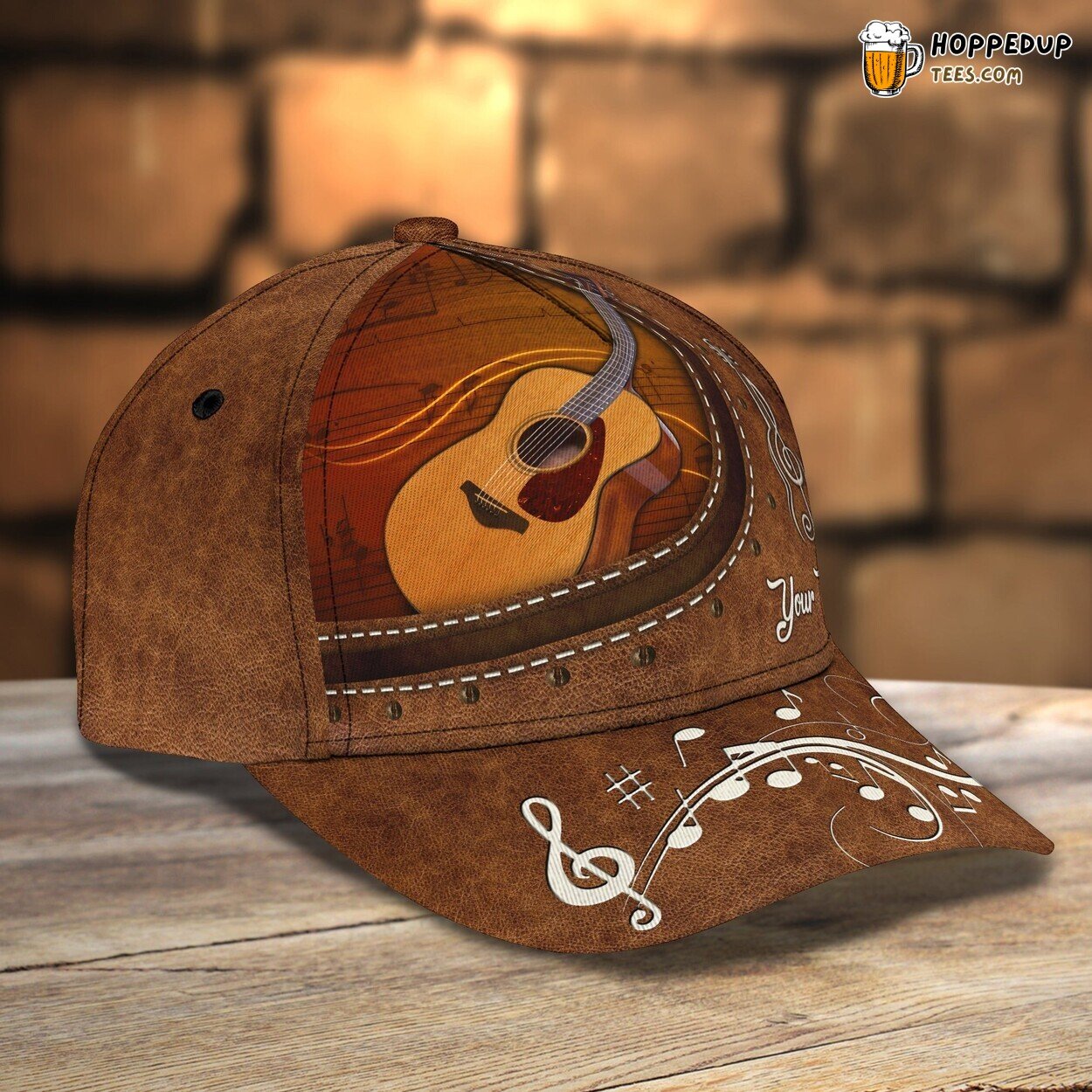 Personalized Baseball Guitar Cap Guitarist Wood Pattern Bright Summer Hat