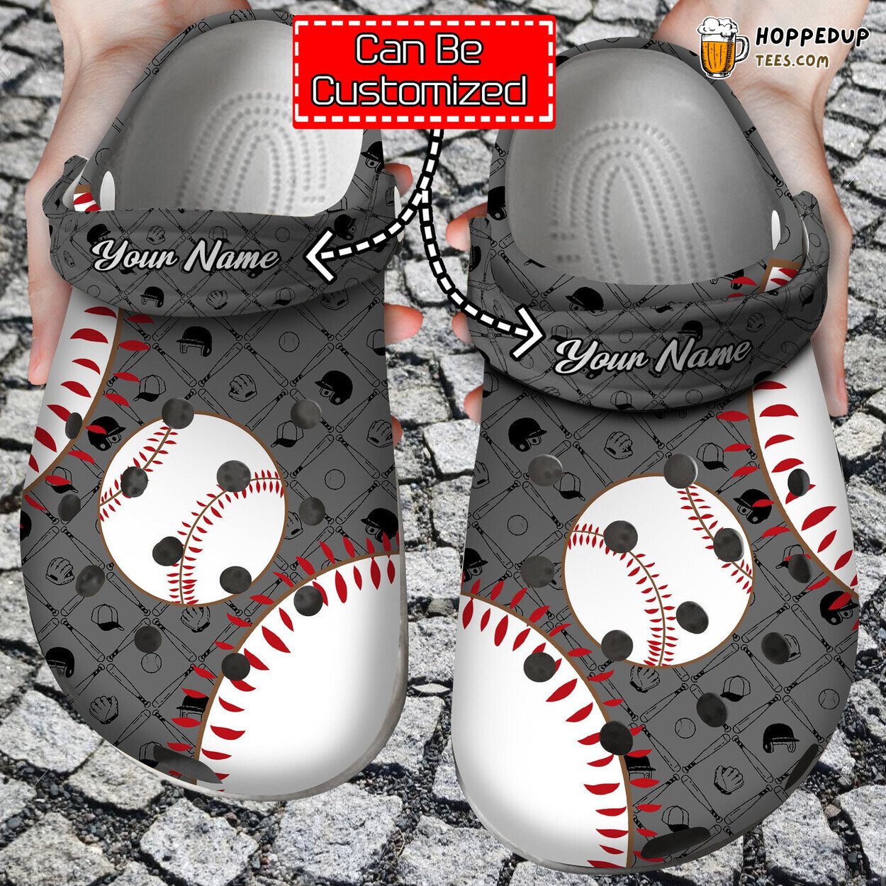 Personalized Baseball Pattern Sport Theme Comfortable Clogs Athletic Shoes