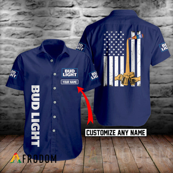 Personalized Basic Bud Light Print Button Shirt HU