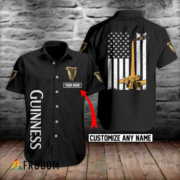 Personalized Basic Guinness Print Button Shirt HU