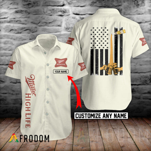 Personalized Basic Miller High Life Print Button Shirt HU