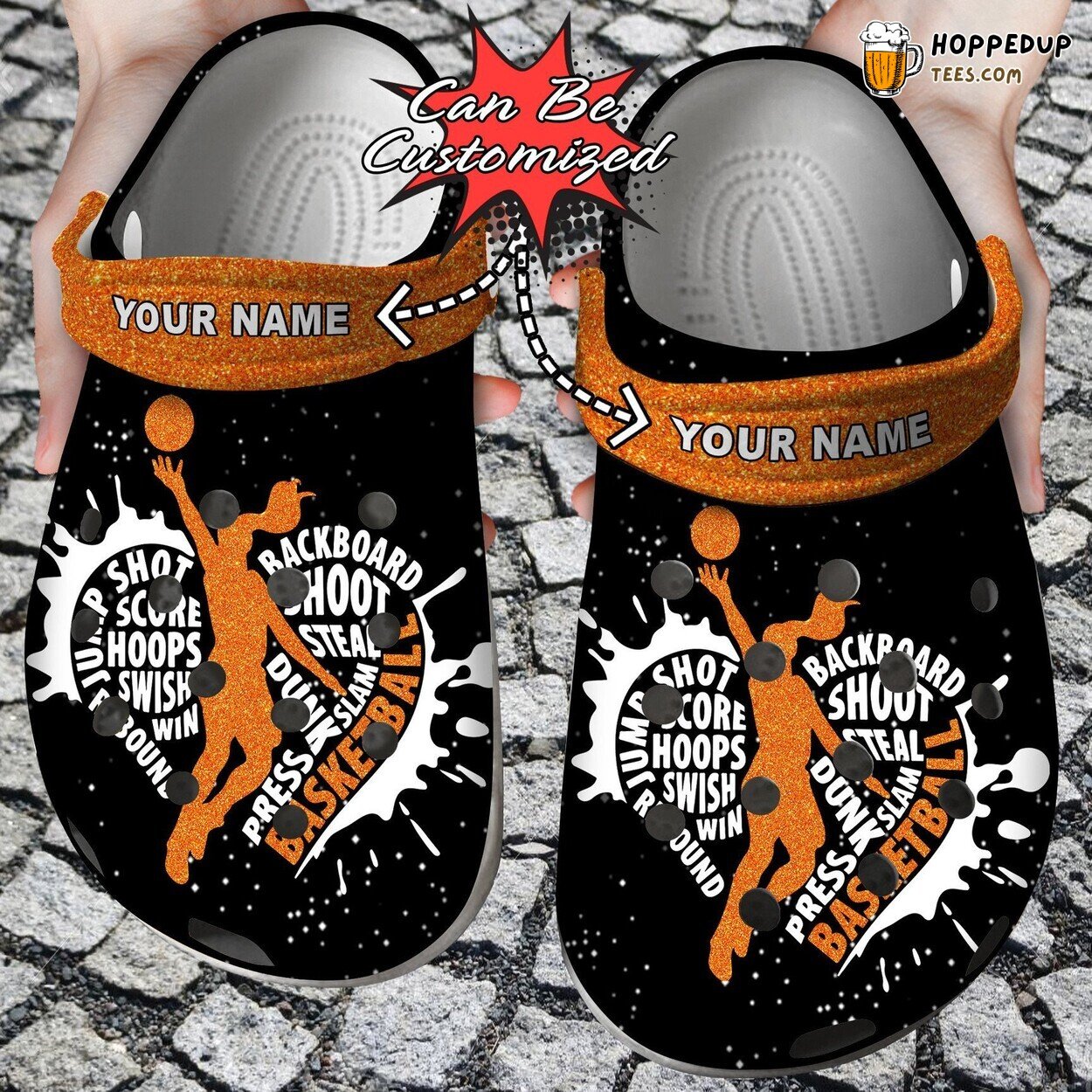 Personalized Basketball Heart Girl Theme Sporty Comfortable Clogs Shoes