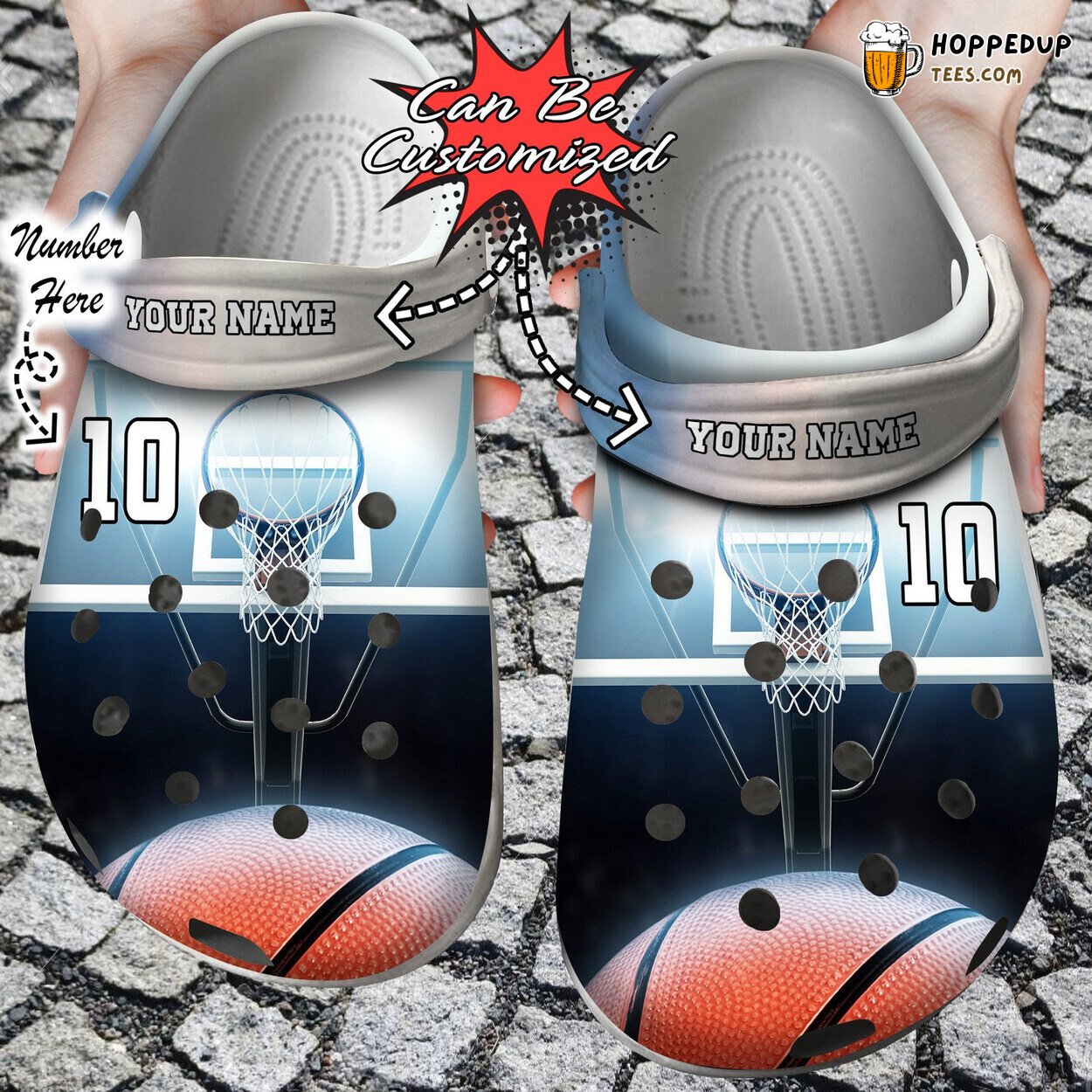 Personalized Basketball Lights Theme Comfortable Clogs Sports Footwear