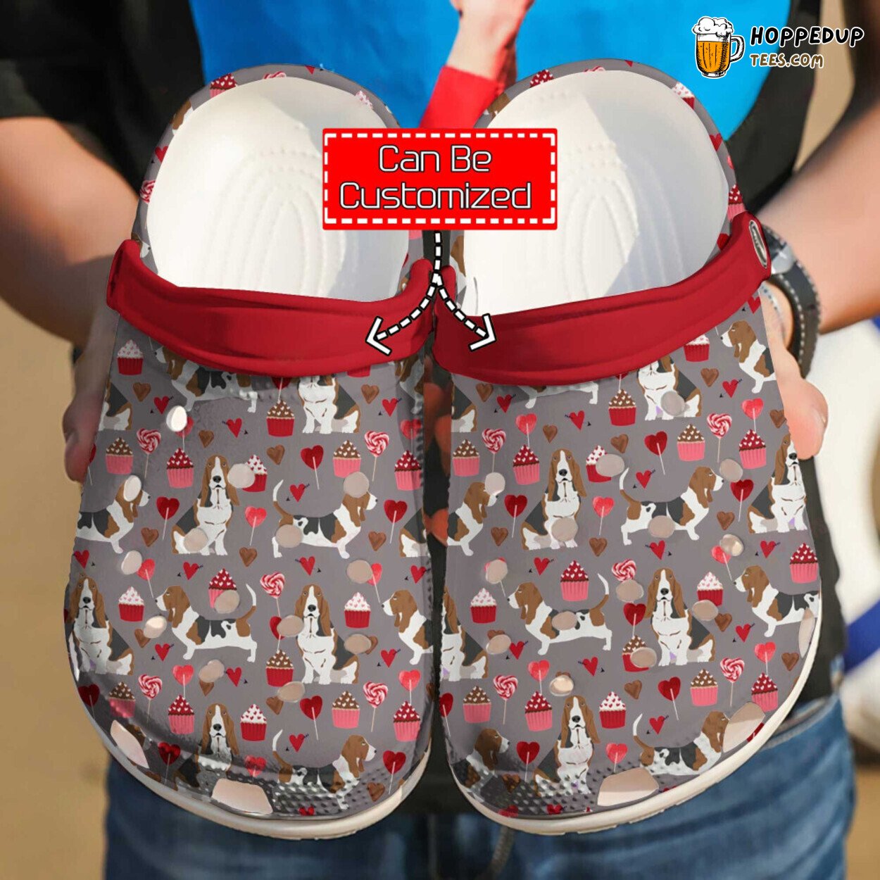 Personalized Basset Hound Pattern Themed Stylish Clog Shoes Design