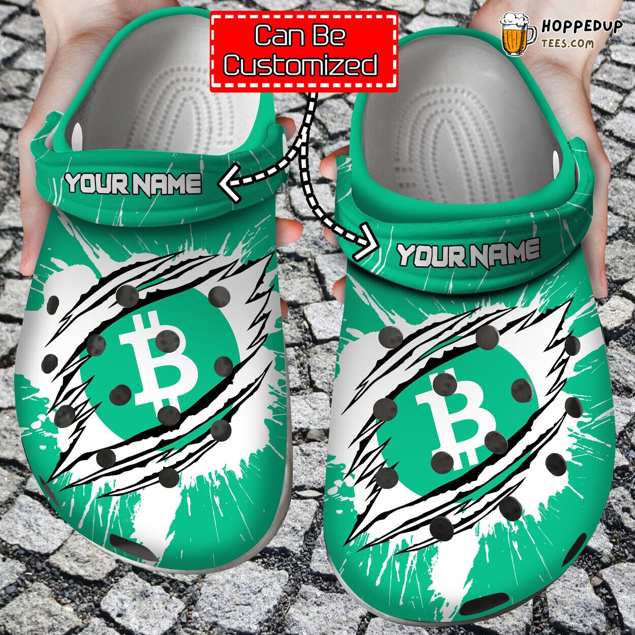 Personalized BCH Coin Ripped Through Crypto Themed Clogs Footwear