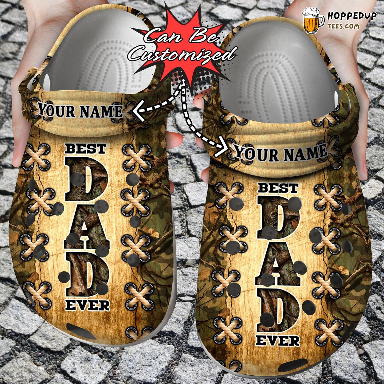 Personalized Best Dad Ever Camo Pattern Clogs Fathers Day Custom Shoes