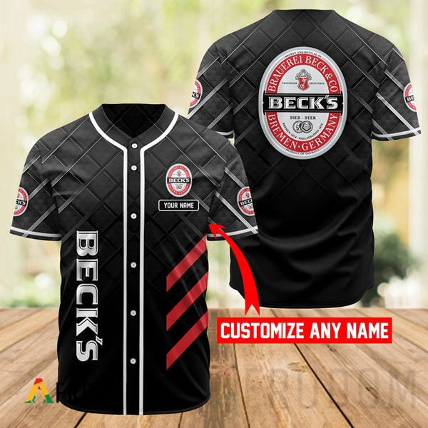 Personalized Black Beck’s Beer Baseball Jersey HU