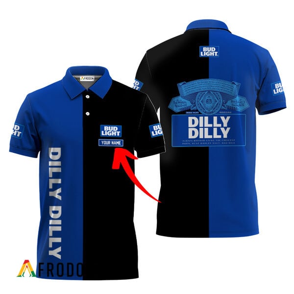 Personalized Black Blue Dilly Dilly Bud Light Polo Shirt HU