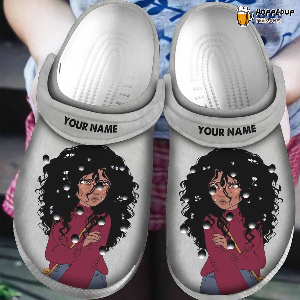 Personalized Black Girl Curly Hair African American Classic Clogs Unique