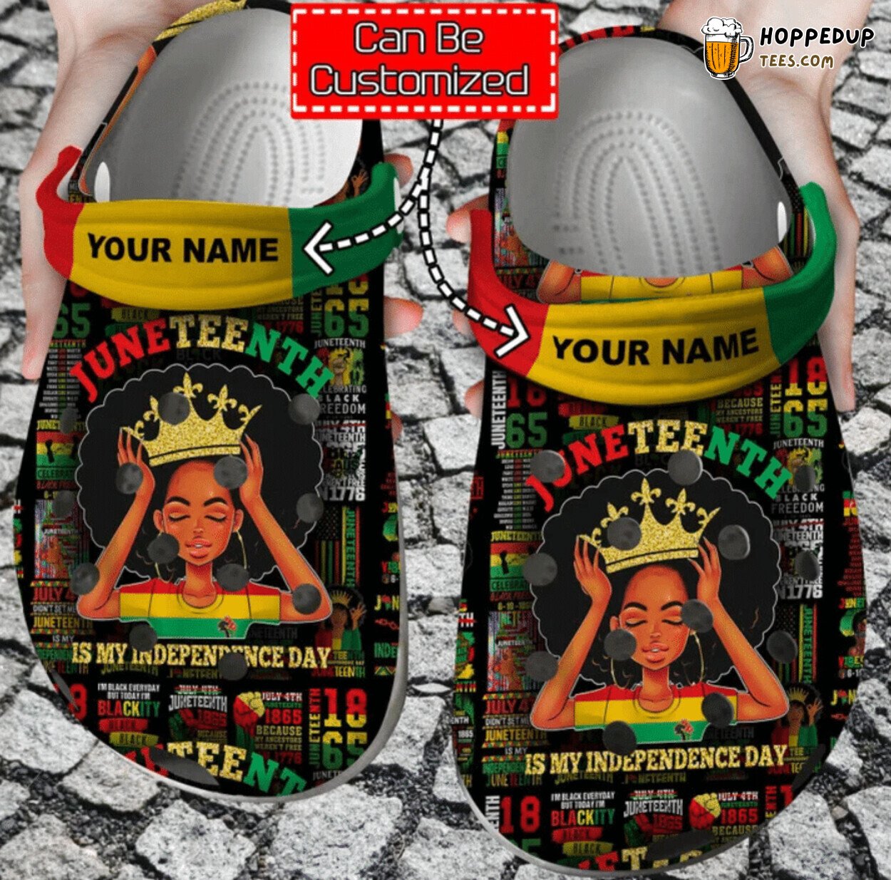 Personalized Black Girl Juneteenth Independence Day Themed Clog Shoes Design